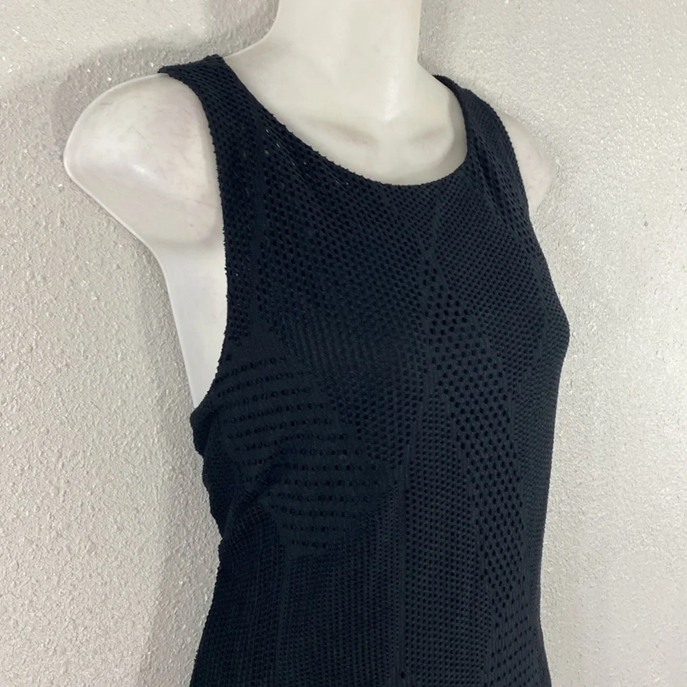 NWT Anne Klein black perforated sleeveless midi dress 12 L16